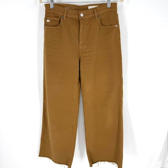 AG Adriano Goldschmeid Saige Wide Leg Crop High Rise Waist Caramel Size 27